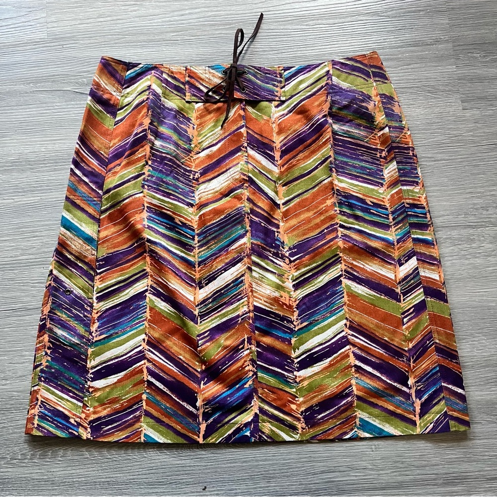 90’s Orange & Purple Lace-Up Abstract Patterned Harvé Benard Mini Skirt